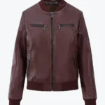 Shop The Leather Bomber Jacket Gabby Wine - Rare Jackets