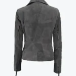 Shop The Lisa Women’s Grey Suede Leather Biker Jacket