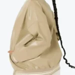 Shop The Women’s Beige Leather Varsity Jacket