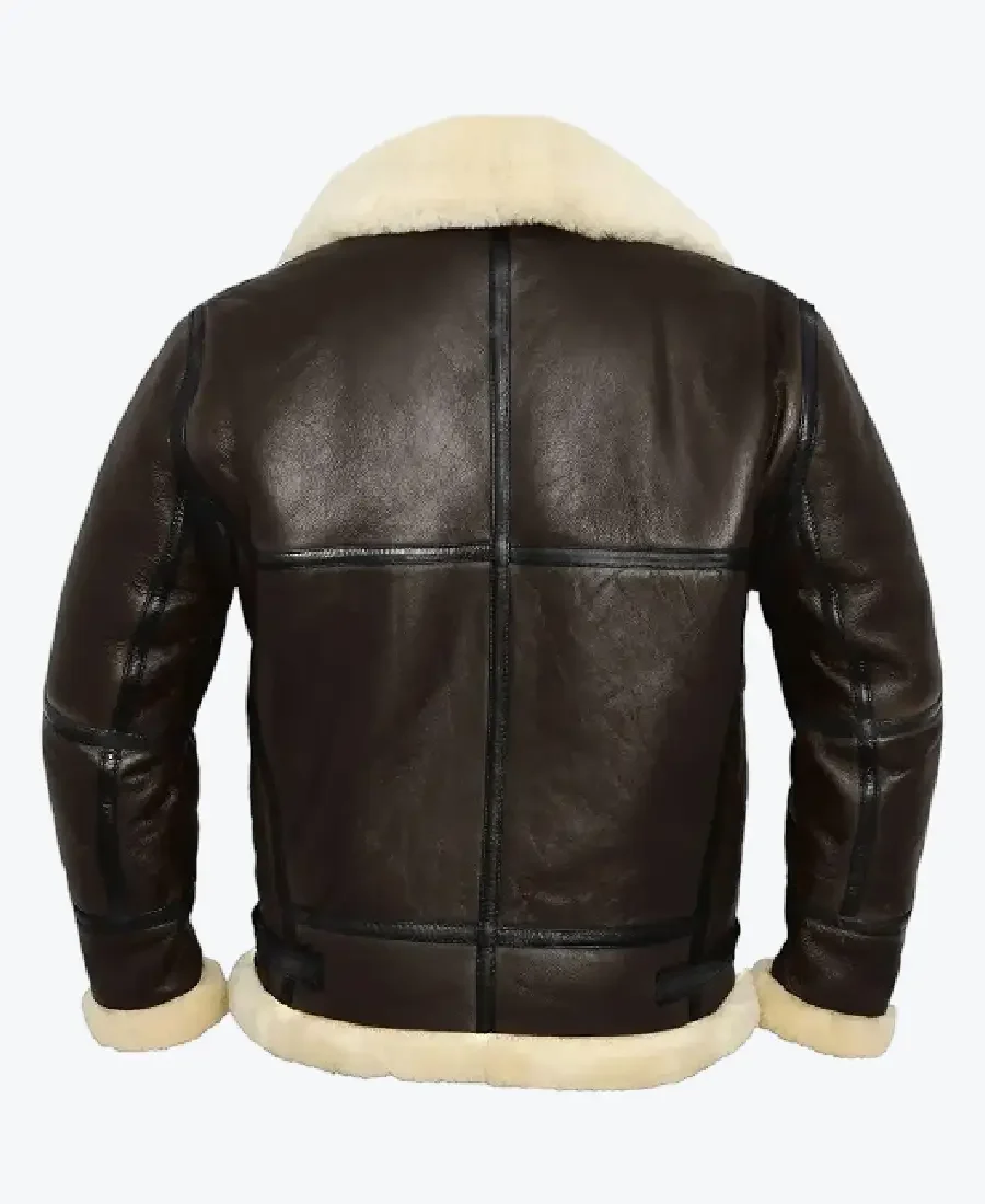 Shop The Luz B-3 Shearling Brown Leather Aviator Jacket Back