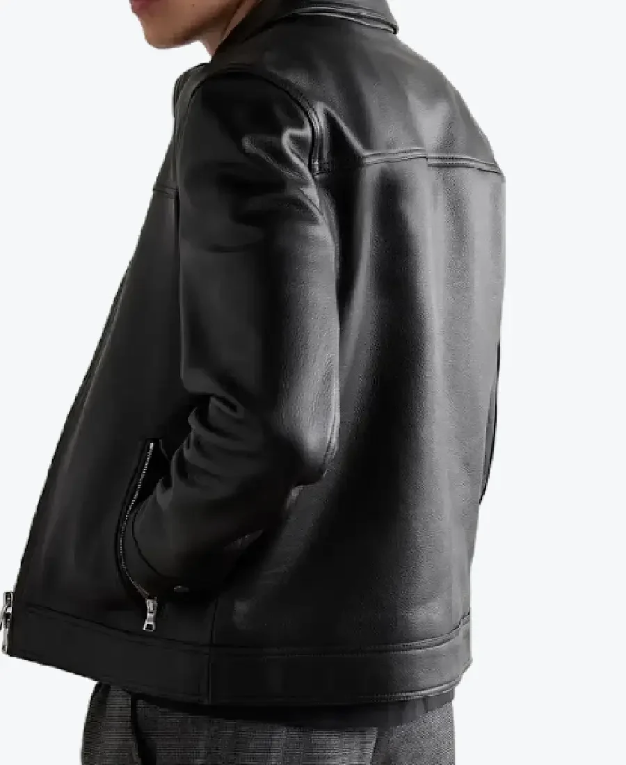 Shop The MR P Full Grain Black Leather Coach Jackets Rare Jacket