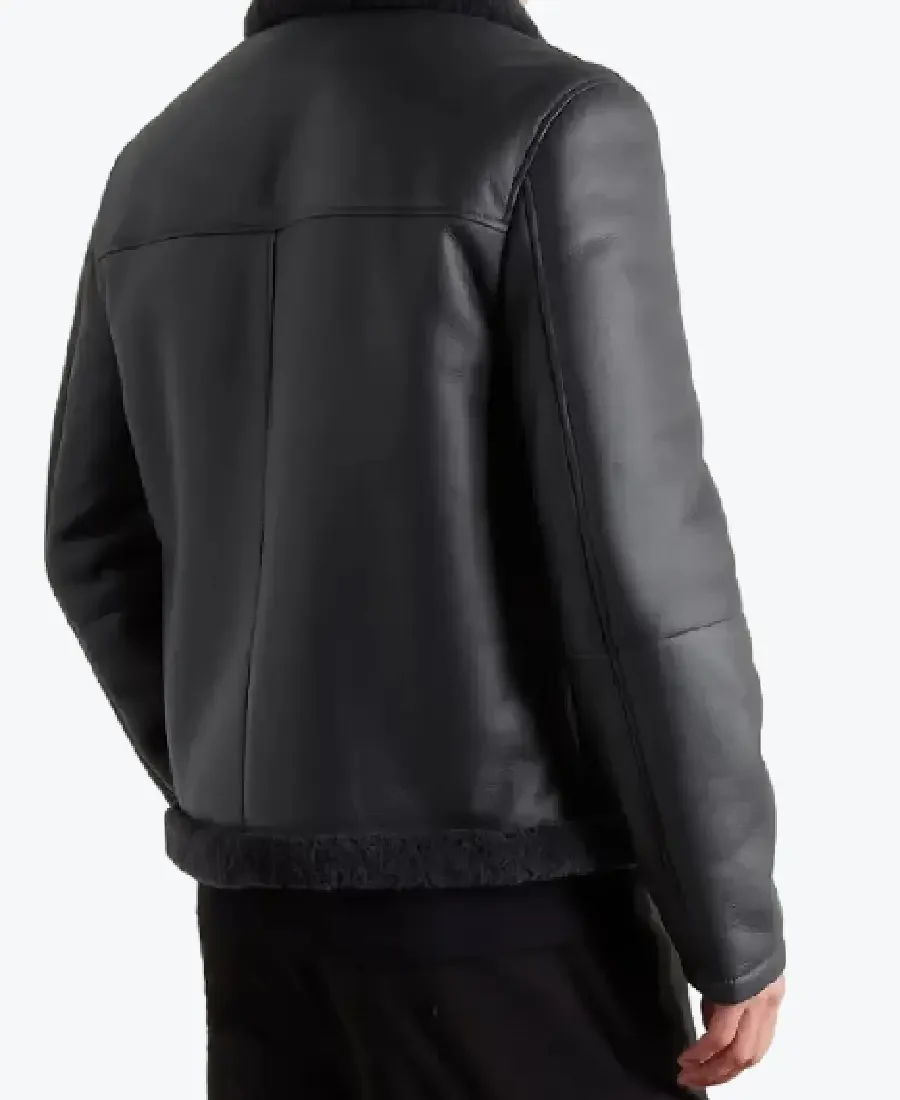 Shop The MR P Shearling Trucker Black Leather Jackets Rare Jacket