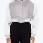 Shop The Mary Women’s Grey and White Leather Varsity Jacket - Rare Jackets