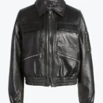 Shop The Melinda Women’s Black Leather Bomber Jacket - Rare Jackets