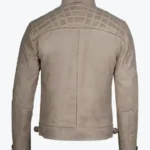 Shop The Men Beige Quilted Cafe Racer Leather Jackets Rare Jacket