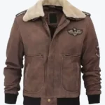 Shop The Men Brown Shearling G1 Bomber Jacket - Rare Jackets