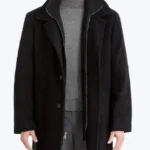 Men Daniel Single Breasted Black Wool Topcoat Front - Rare Jackets