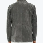 Shop The Men Dark Grey Suede Leather Shirt Jacket