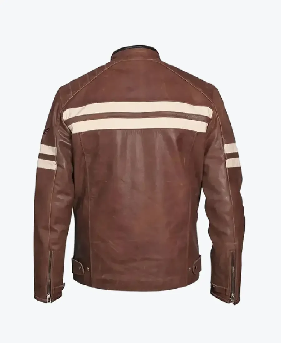 Shop The Men Distressed Cruiser Stripes Leather Jacket Rare Jacket