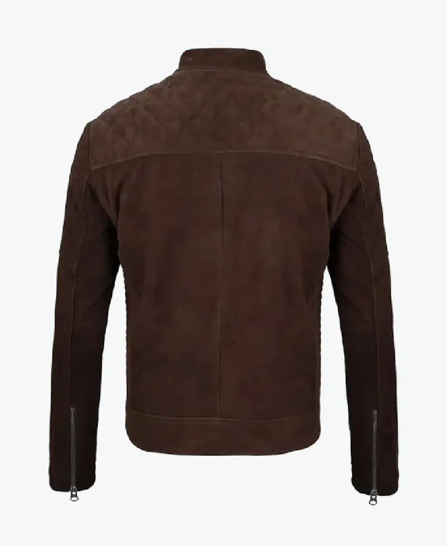 Shop The Men Simple Dark Brown Suede Leather Jacket