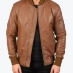 Shop The Men Vintage Western Brown Leather Bomber Jacket - Rare Jackets