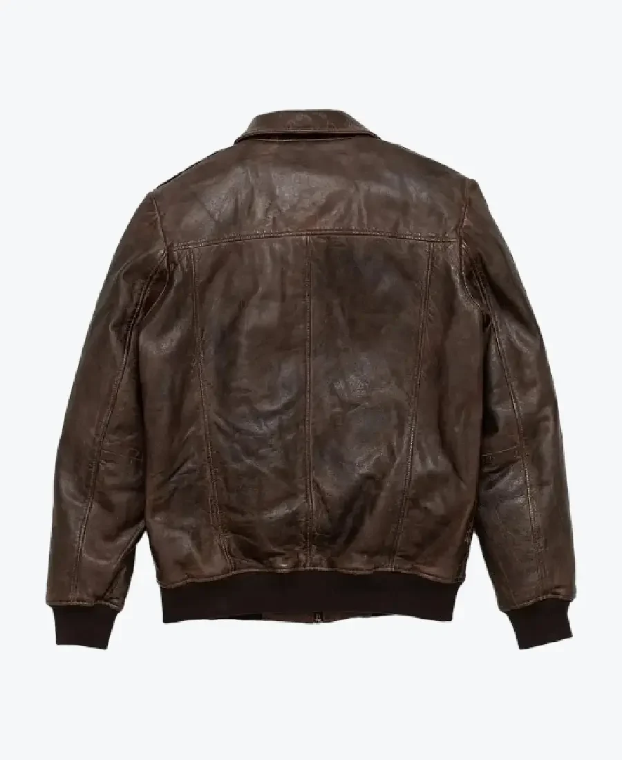Shop The Men’s A2 Aviator Cockpit Brown Bomber Leather Jacket Back