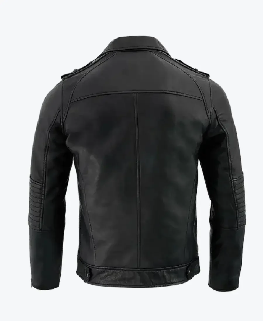 Shop The Men’s Anthracite Patch Pocket Lambskin Leather Jacket Back Rare Jacket
