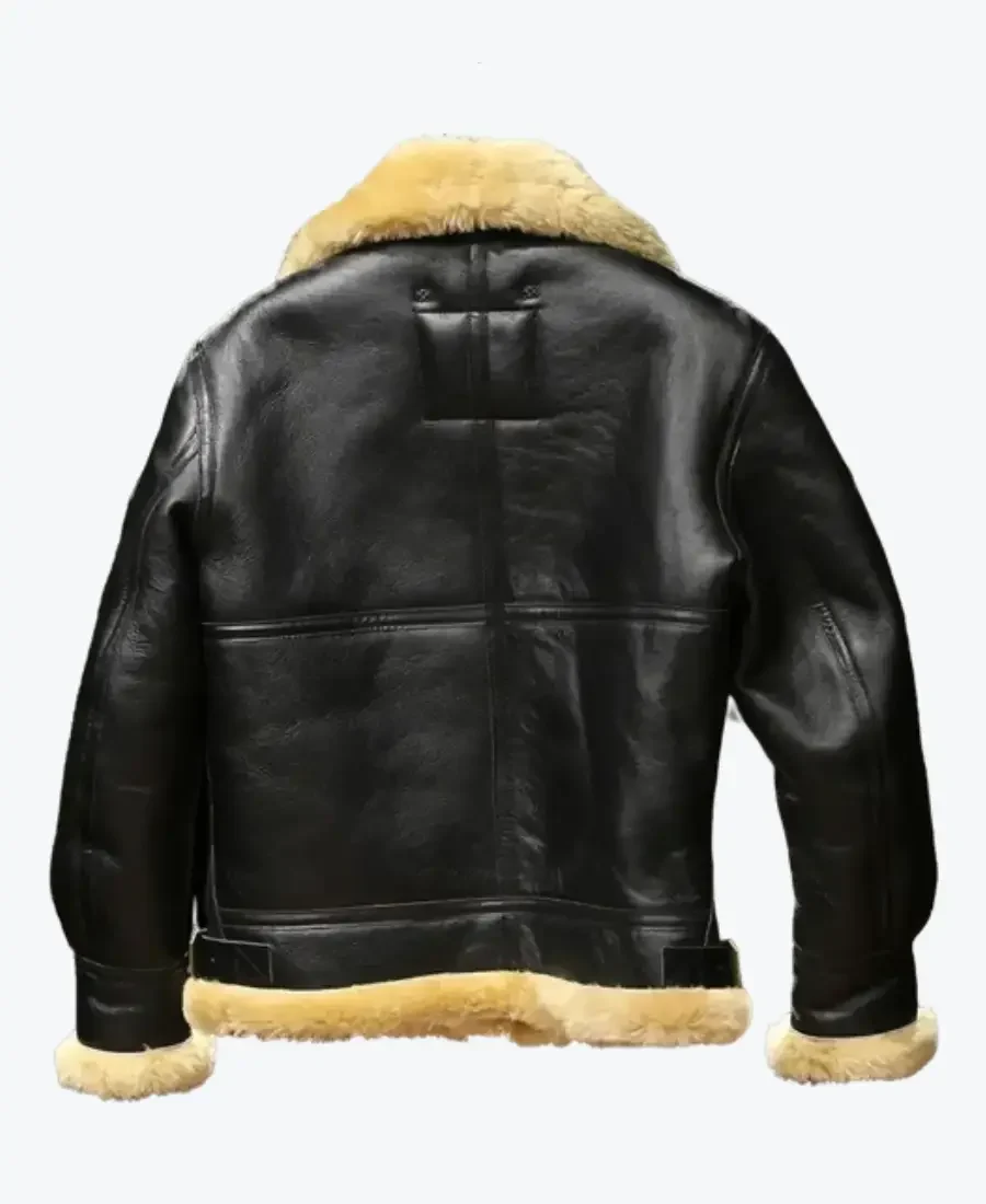Shop The Mens B3 Bomber Sheepskin Shearling Black Jacket Back