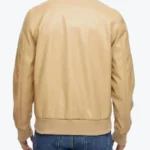 Shop The Men’s Beige Bomber Leather Jacket Back Rare Jacket