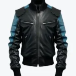 Shop The Men’s Black And Blue Bomber Leather Jacket - Rare Jackets