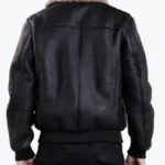Shop The Men’s Black Aviator Bomber Leather Jacket Back