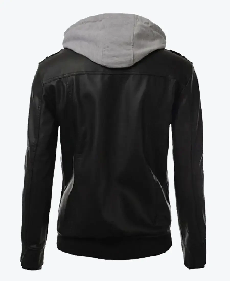 Shop The Mens Black Leather Hooded Jackets Rare Jacket