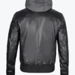 Shop The Mens Black Leather Jacket With Grey Hoodie Rare Jacket