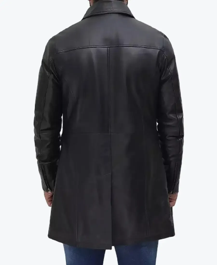 Shop The Men’s Black Shirt Collar Leather Coat Rare Jacket