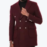 Shop The Men's Burgundy Double Breasted Wool Coat - Rare Jackets
