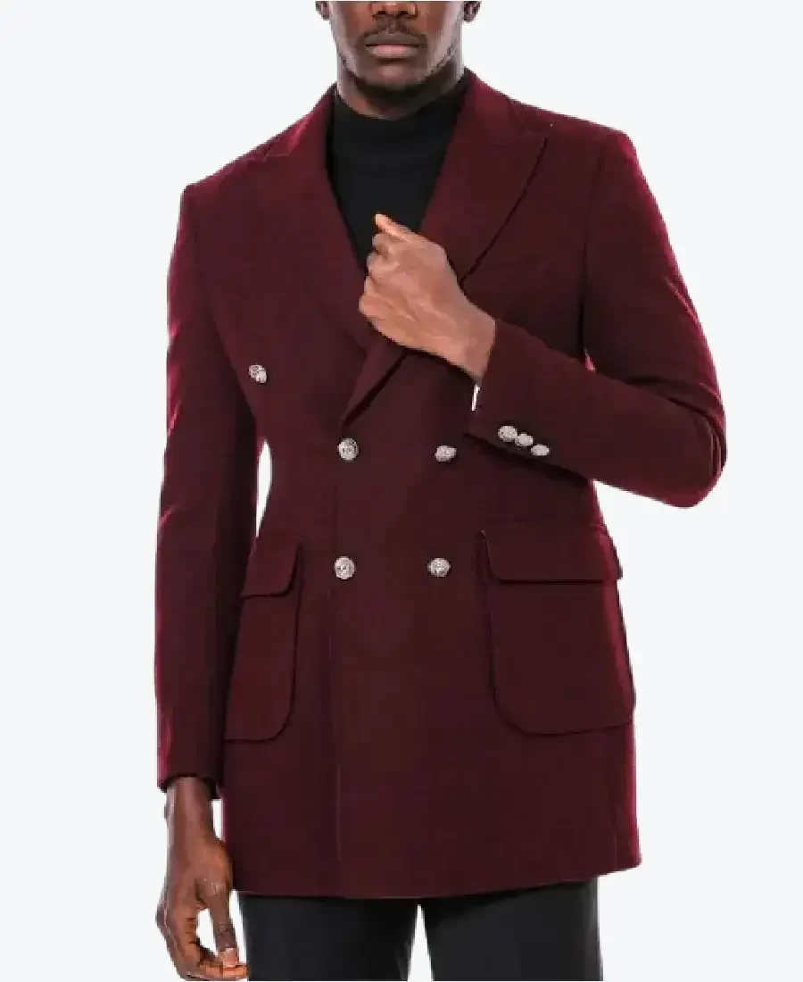 Shop The Men's Burgundy Double Breasted Wool Coat - Rare Jackets