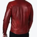 Shop The Mens Burgundy Lambskin Biker Jackets Rare Jacket
