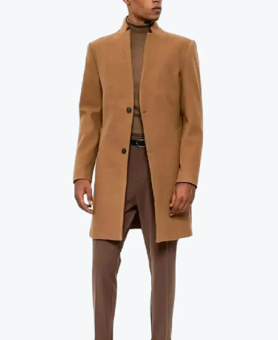 Shop The Men's Camel Brown Single Breasted Short Wool Coat - Rare Jackets