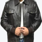 Shop The Mens Casual Black Leather Bomber Jacket - Rare Jackets