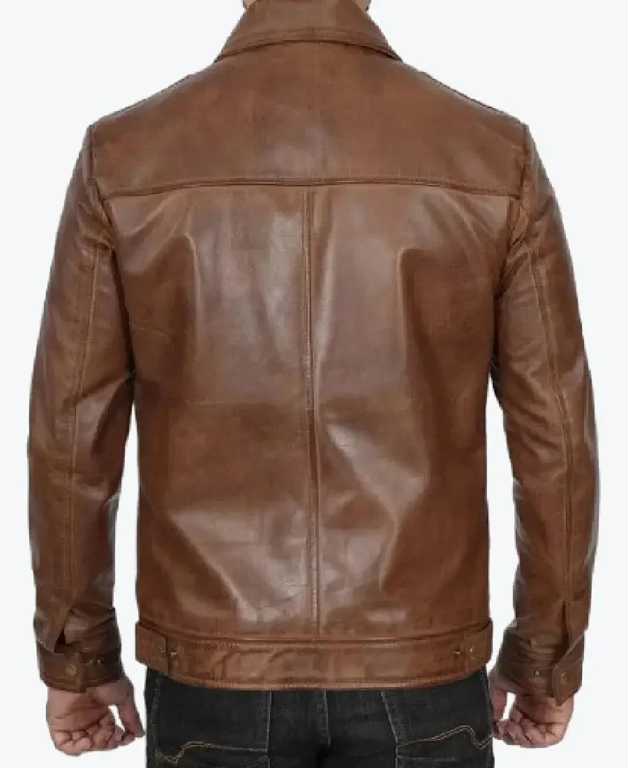 Shop The Mens Chocolate Brown Harrington Vintage Leather Jacket Rare Jacket