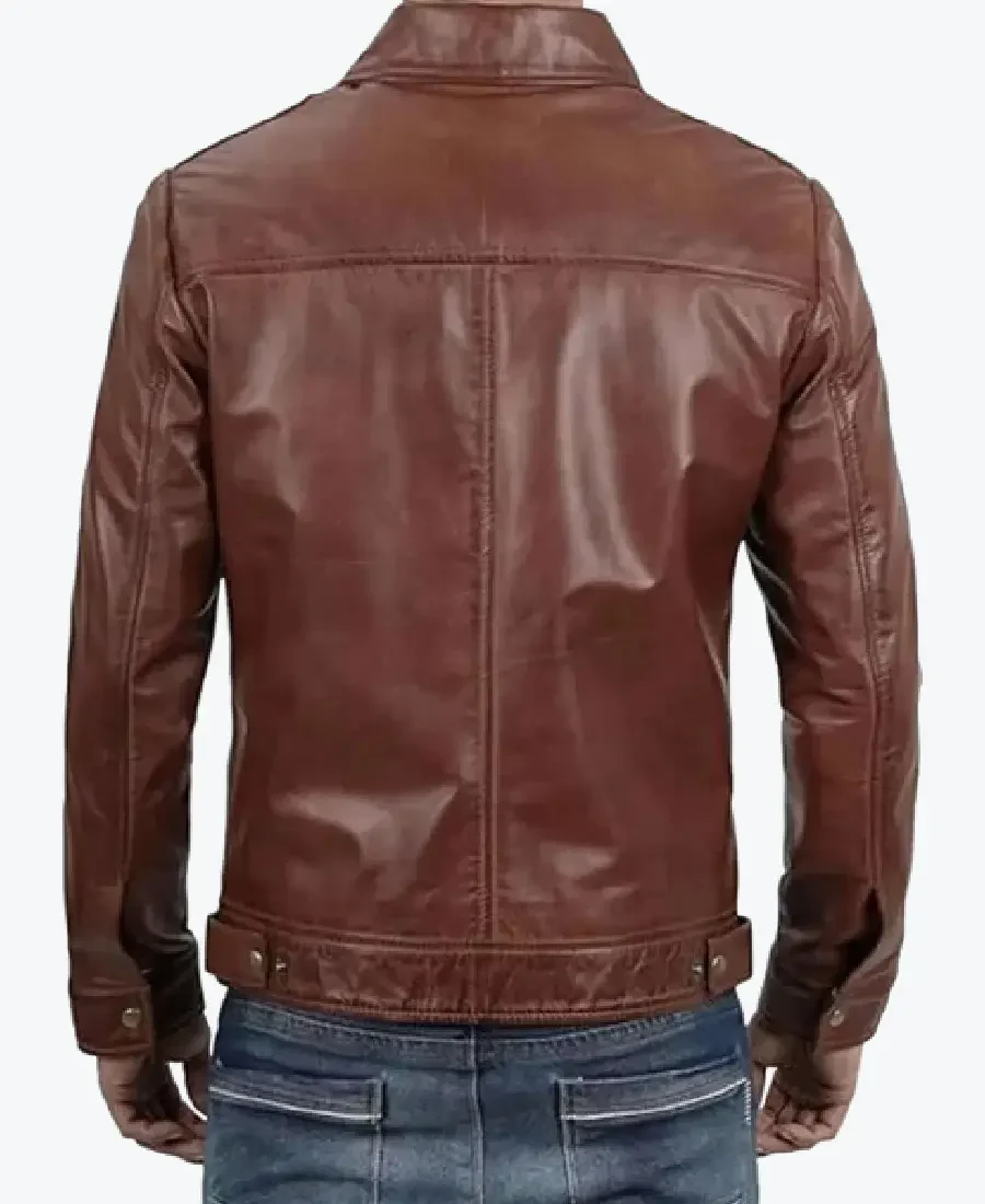 Shop The Men’s Classic Shirt Collar Brown Leather Jacket Rare Jacket