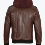 Shop The Mens Dark Brown Leather Bomber Jacket With Hoods Rare Jacket