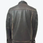 Shop The Mens Dark Brown Leather Trucker Jacket Back Shoot Rare Jacket
