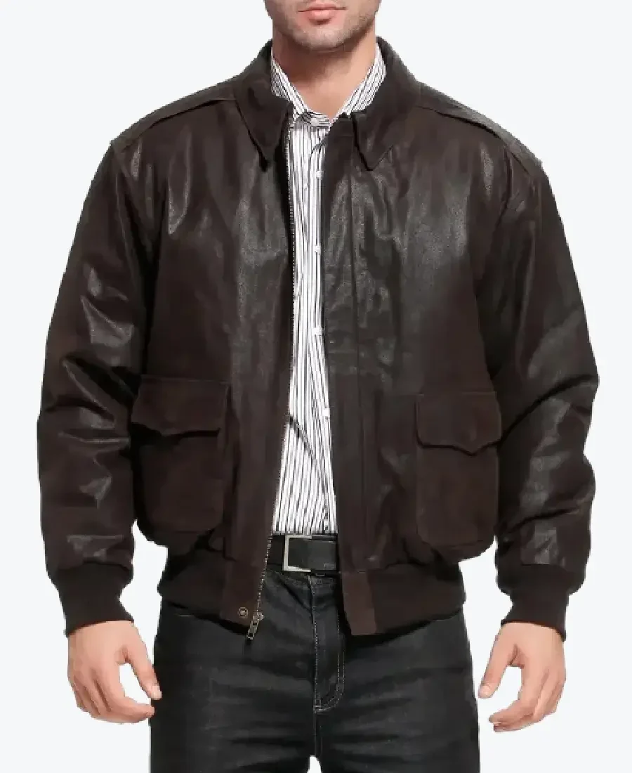 Shop The Men’s Distressed Dark Brown A2 Bomber Jacket - Rare Jackets