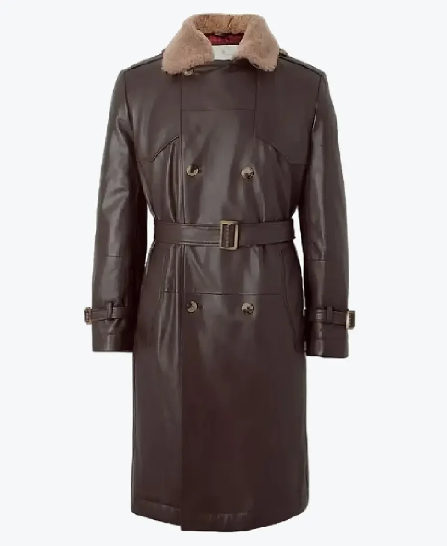 Shop The Men's Double Breasted Shearling Trimmed Trench Coat - Rare Jackets