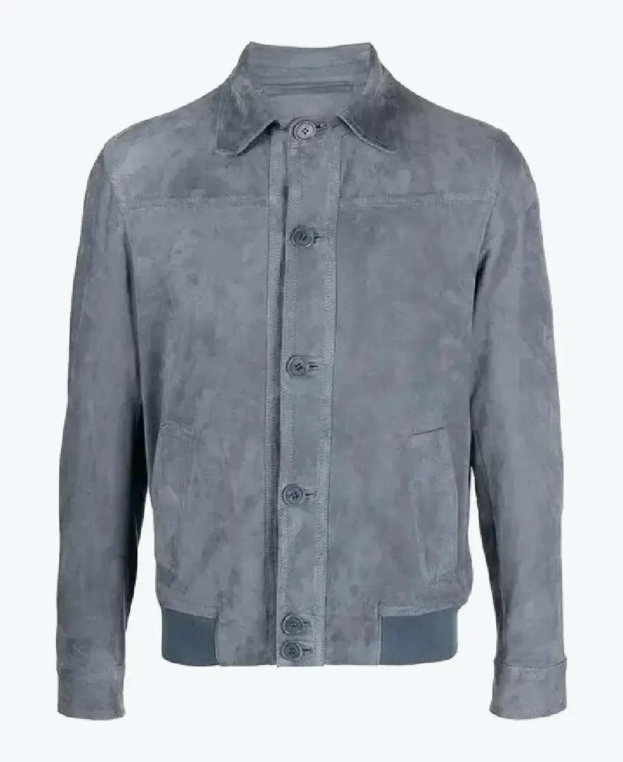 Shop The Mens Grey Suede Leather Bomber Jacket - Rare Jackets