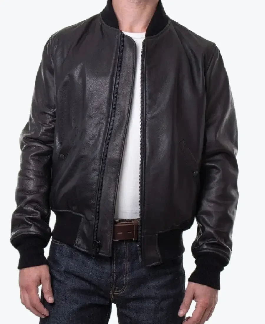Shop The Men’s Lightweight Black Leather Bomber Jacket - Rare Jackets