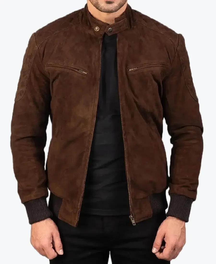 Shop The Men’s Mocha Sven Suede Bomber Jacket - Rare Jackets
