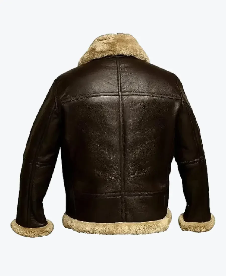 Shop The Mens RAF Aviator B3 Bomber Faux Fur Leather Jacket Back