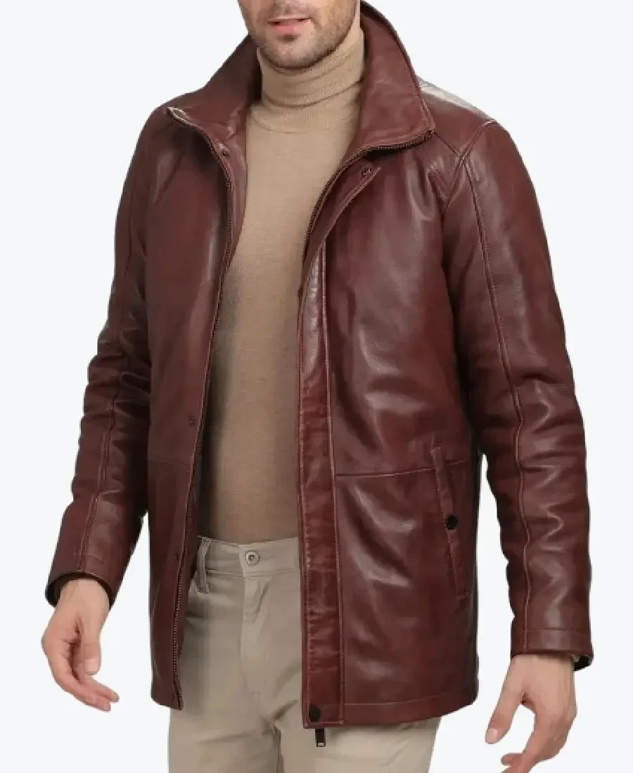 Shop The Men's Real Lambskin Leather Brown Car Coat - Rare Jackets
