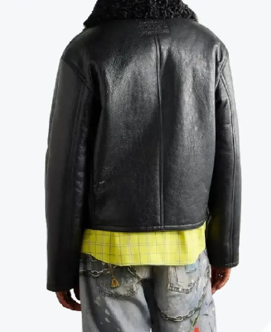 Shop The Men’s Shearling Trimmed Cracked Leather Jacket