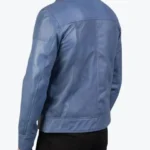 Shop The Mens Simple Blue Leather Jacket Back Rare Jacket