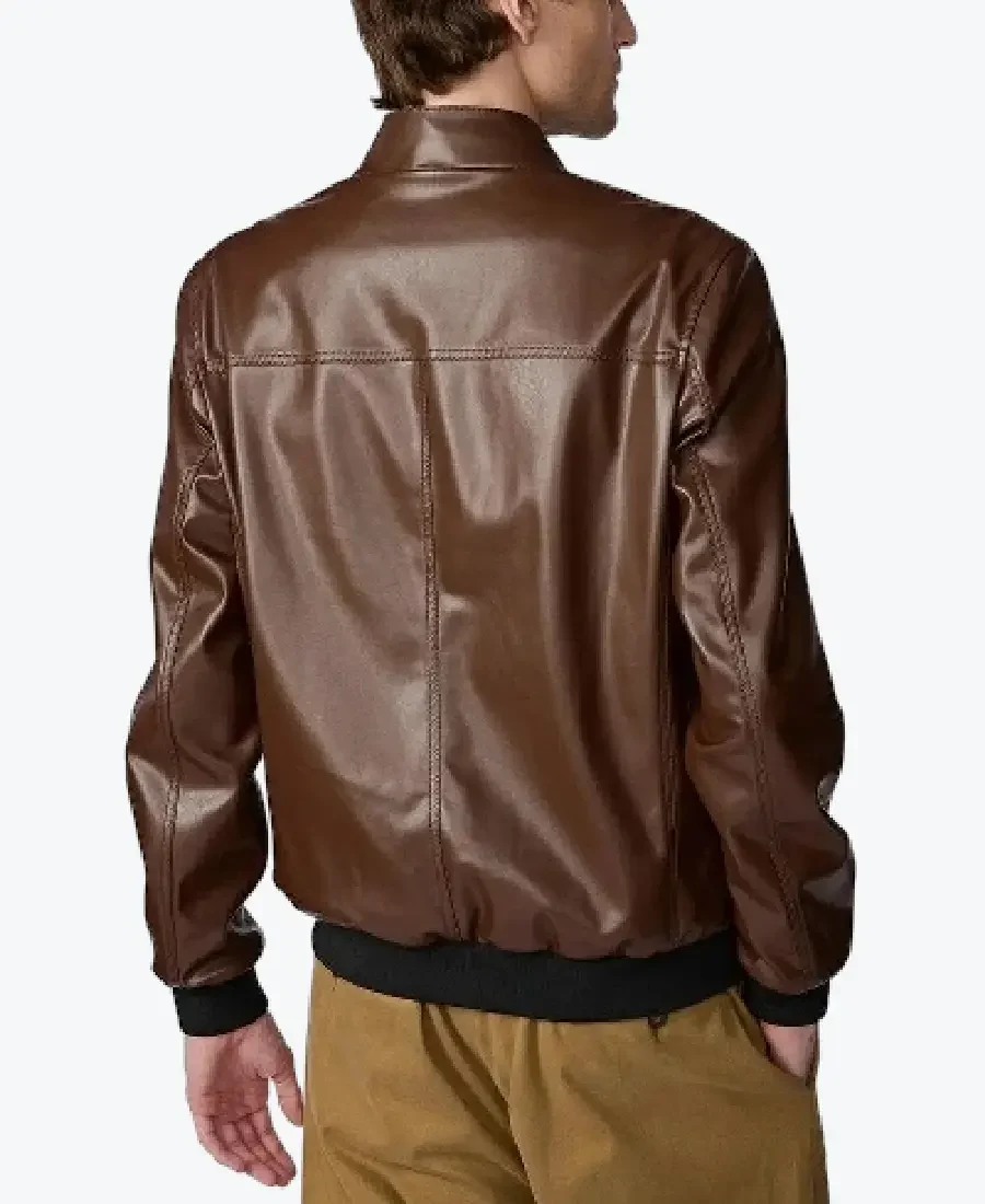 Shop The Men’s Stand-Up Leather Bomber Jacket Back Rare Jacket