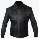 Shop The Men’s Turn Down Collar Bomber Leather Jacket - Rare Jackets