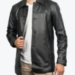 Shop The Mens Victor Black Lambskin Leather Car Coat - Rare Jackets