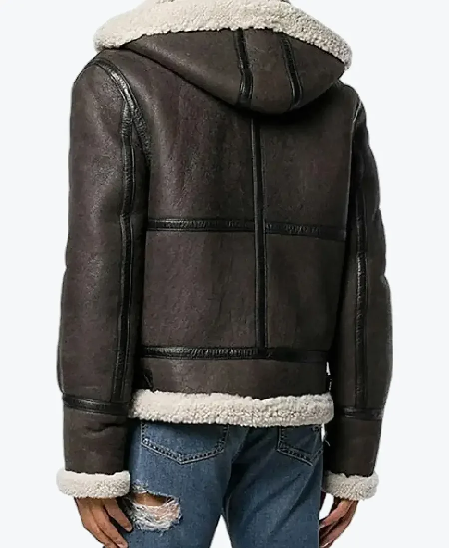 Shop The Men’s Vintage Brown B-6 Bomber Leather Jacket Back