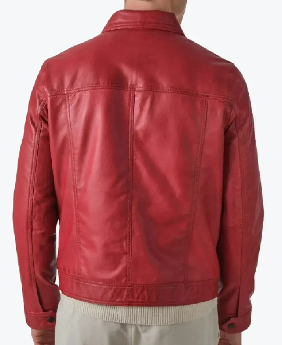 Shop The Mens Vintage Red Trucker Leather Jackets Rare Jacket