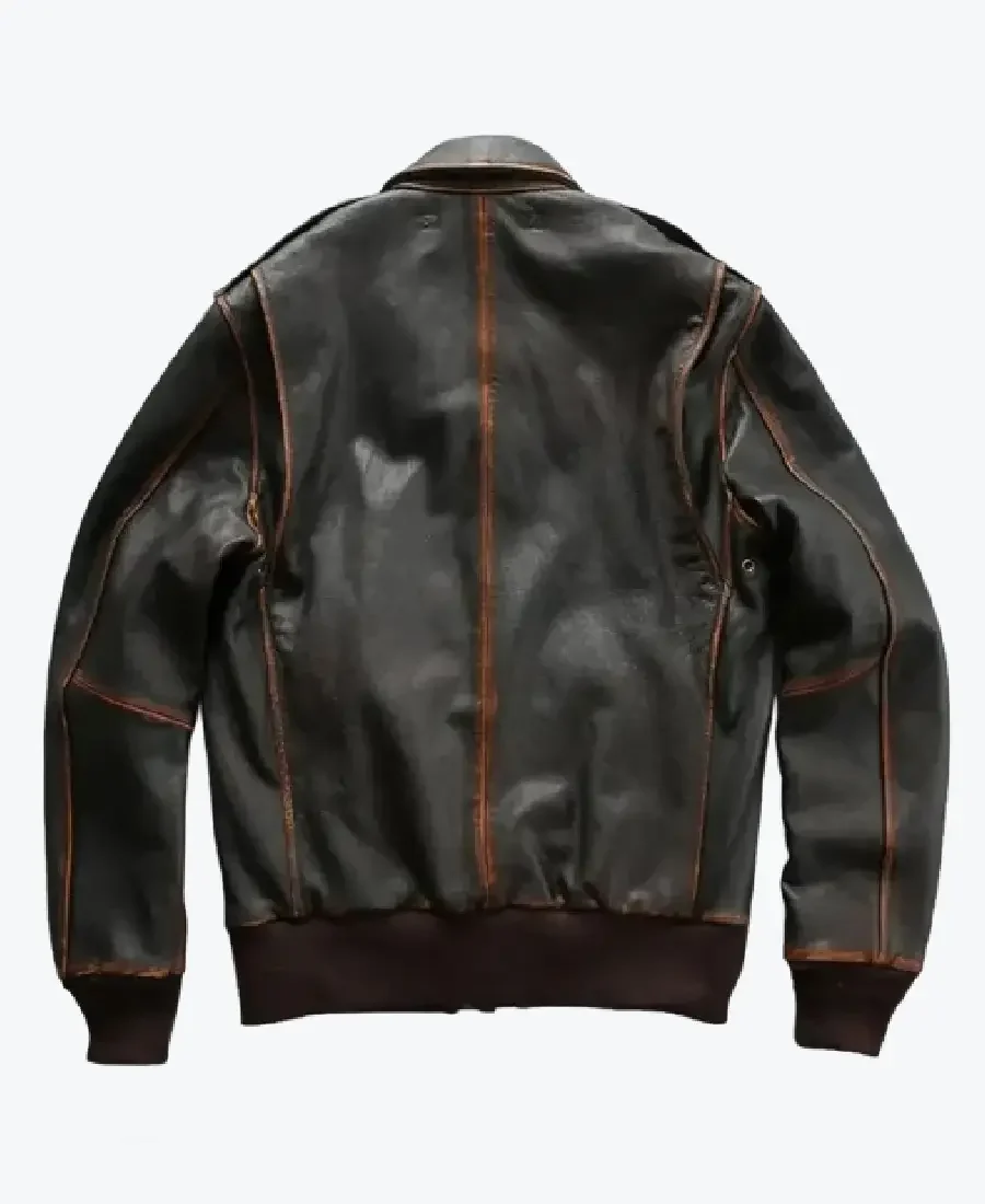 Shop The Men’s Washed Goatskin A2 Flight Jacket Back