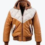 Shop The Men’s White Brown Quilted Sheepskin Bomber Jacket_ - Rare Jackets