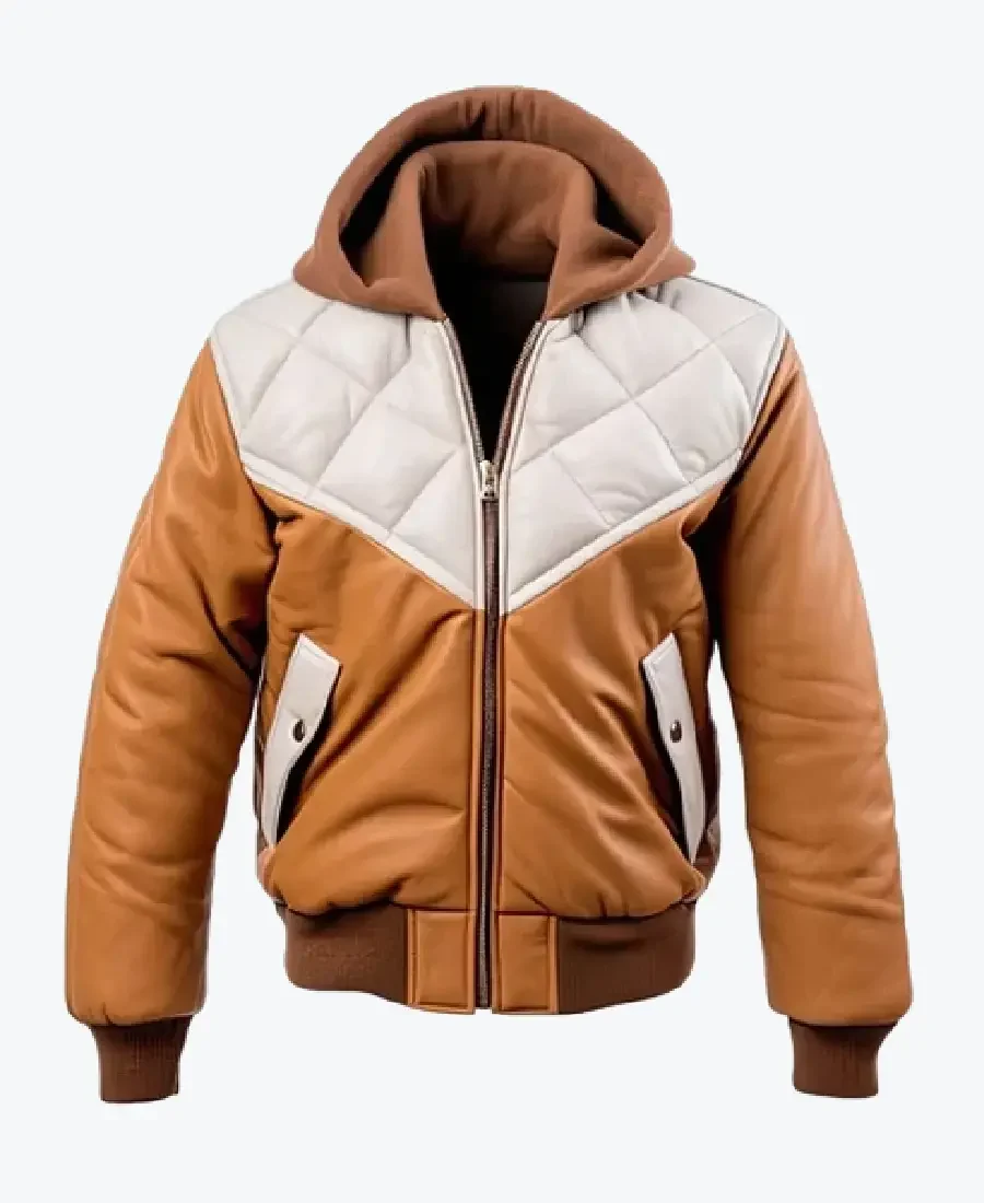 Shop The Men’s White Brown Quilted Sheepskin Bomber Jacket_ - Rare Jackets